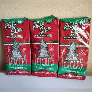 Brite Star Lot 3 Boxes Silver Icicles 2000 18" Strands Christmas Holiday Decor